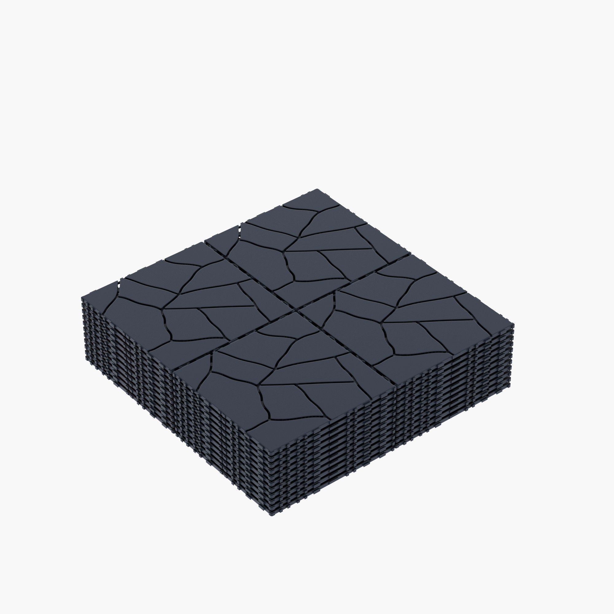 Stone Style Patio Deck Tiles For Porch (Set of 44) - Gray