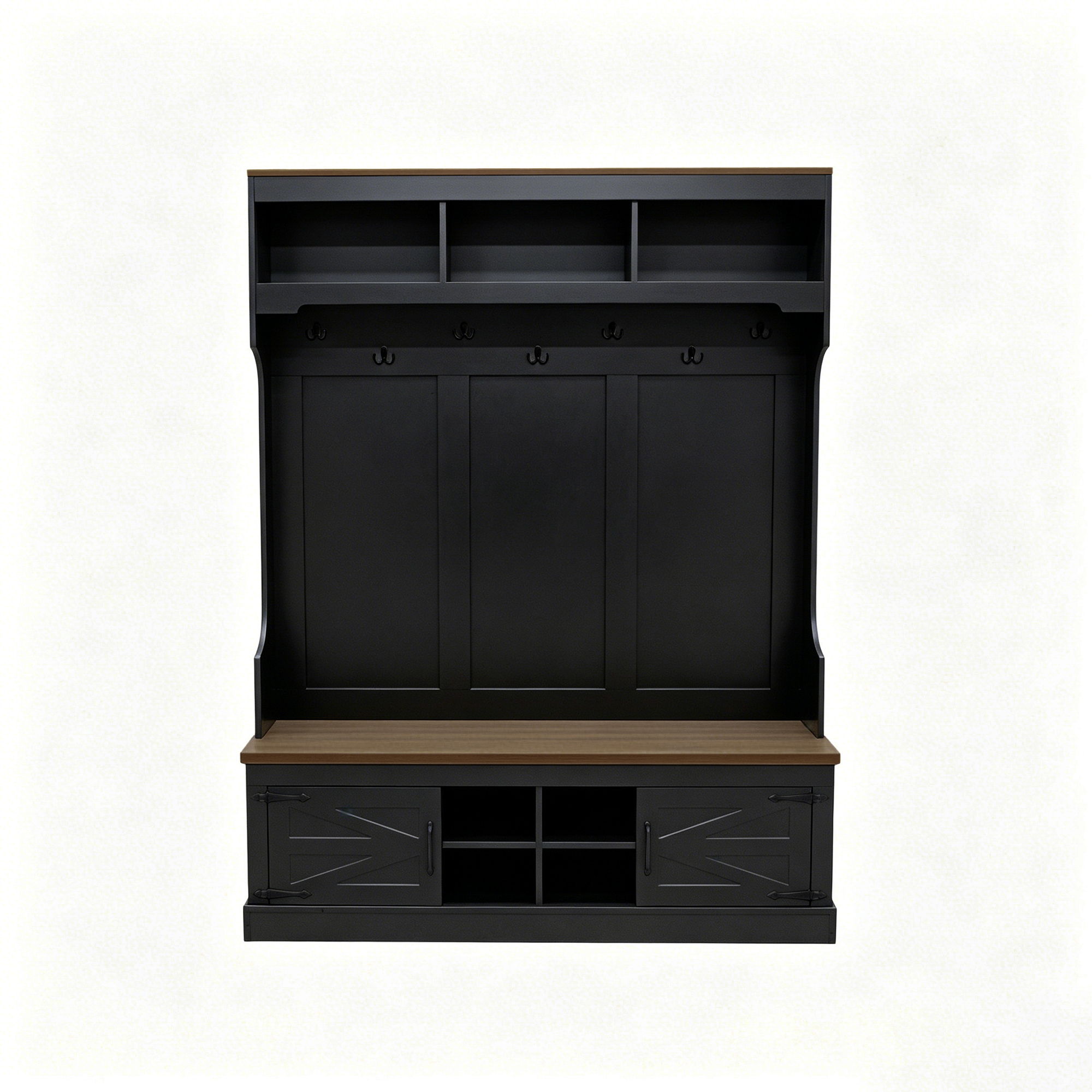 Farmhouse Hall Tree With Bench And Shoe Storage