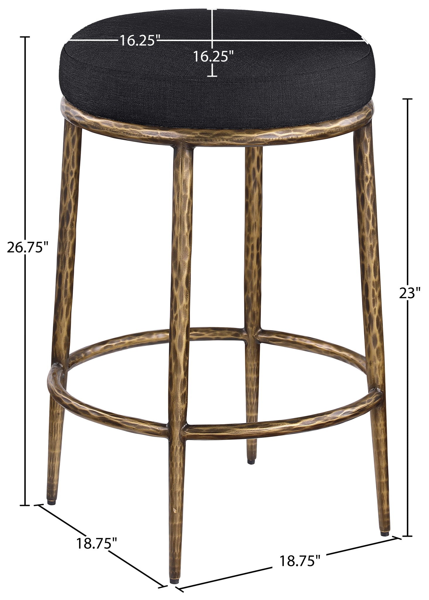 Ferro - Upholstered Backless Counter Stool With Brushed Gold Base