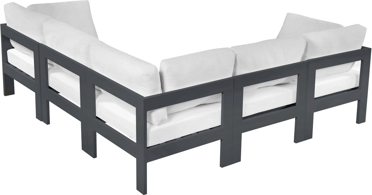 Nizuc - Outdoor Patio 5 Piece Modular Sectional With Gray Frame