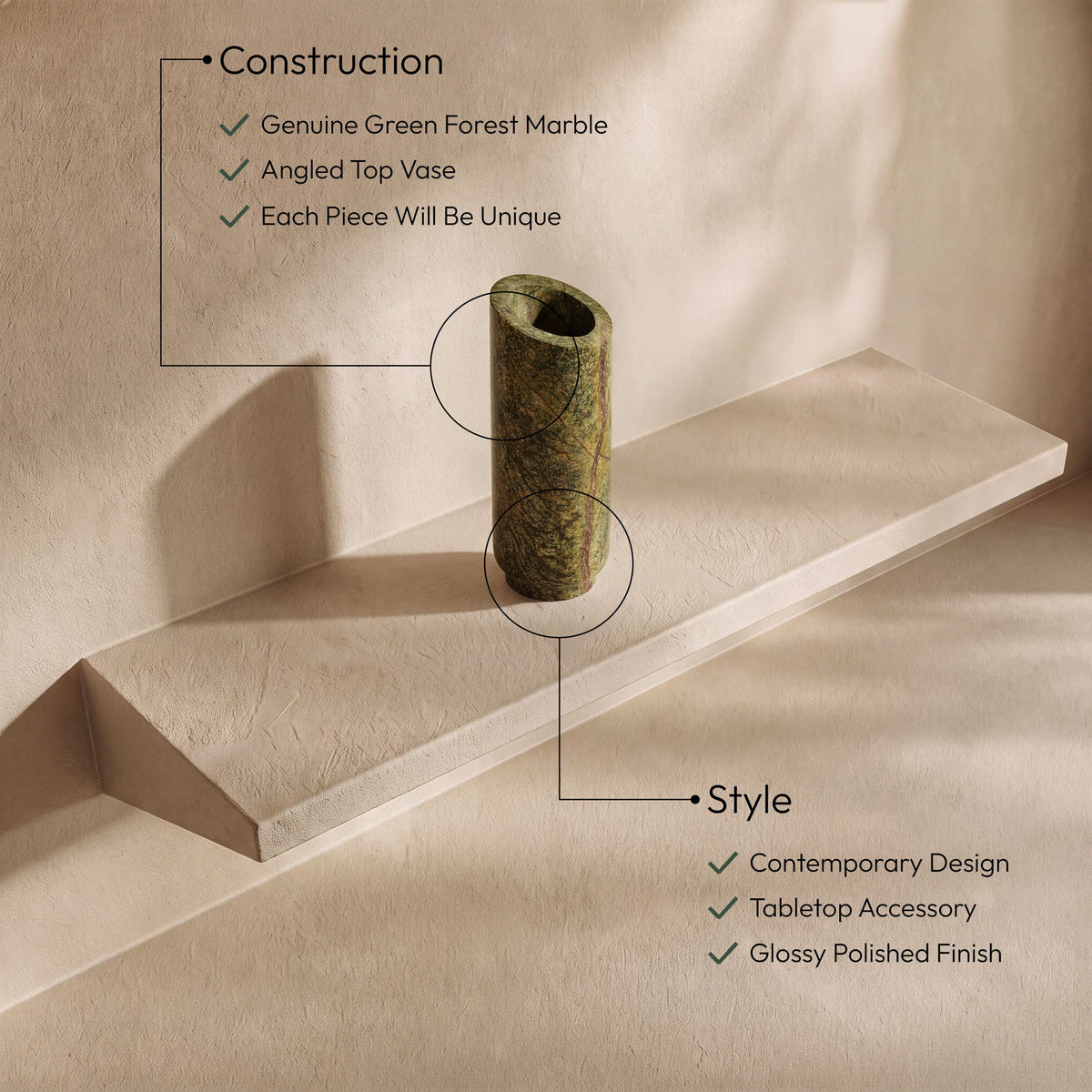Lochlan - Genuine Marble Vase