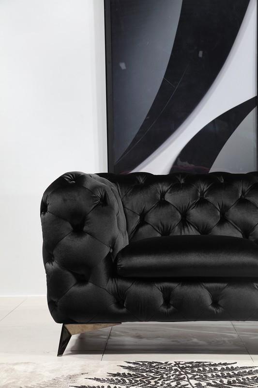 Delilah - Modern Black Fabric Loveseat