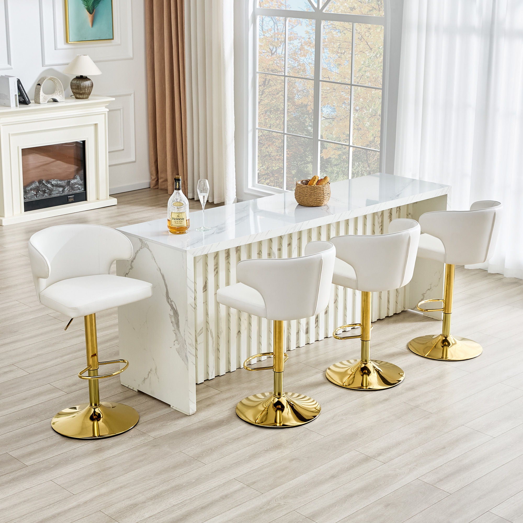 Adjustable Swivel Bar Chair With High Back Support