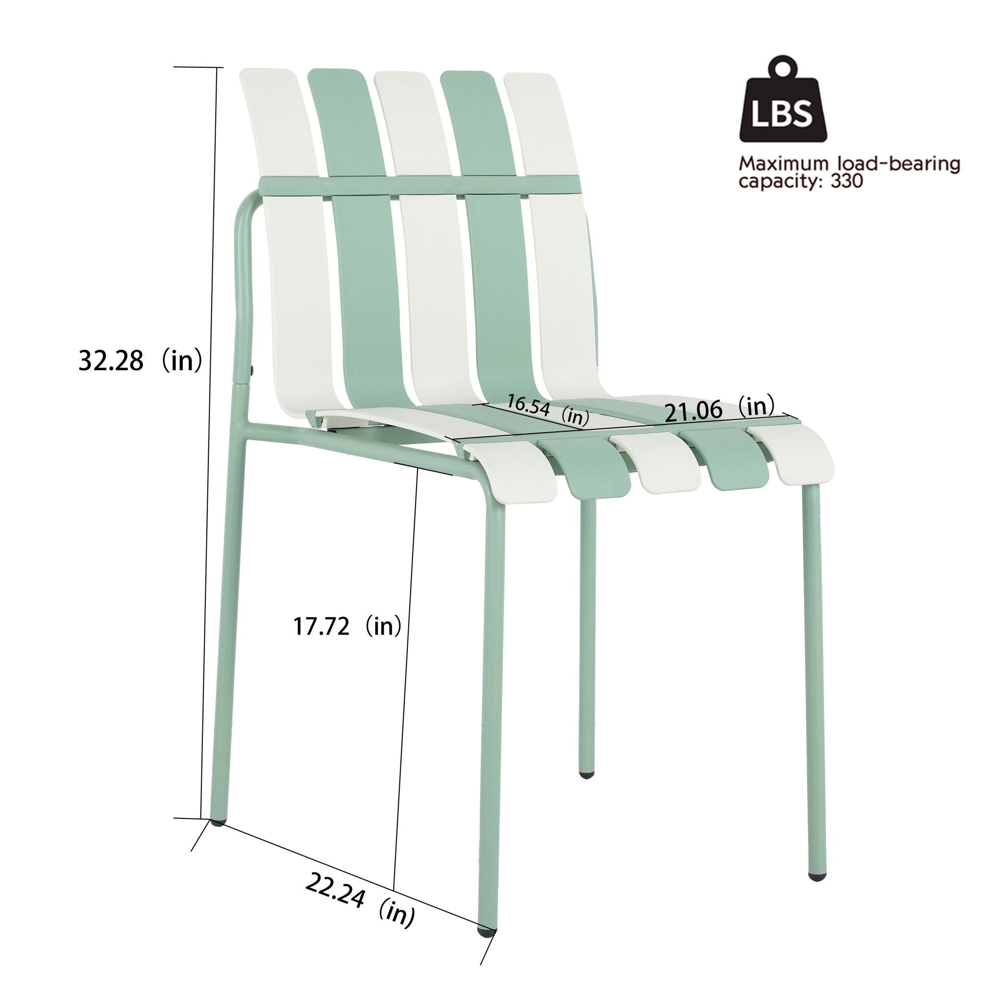 4 Piece Set Of Color Block Designed Single Chairs, Folding Square Table - Haze Green / Khaki / White