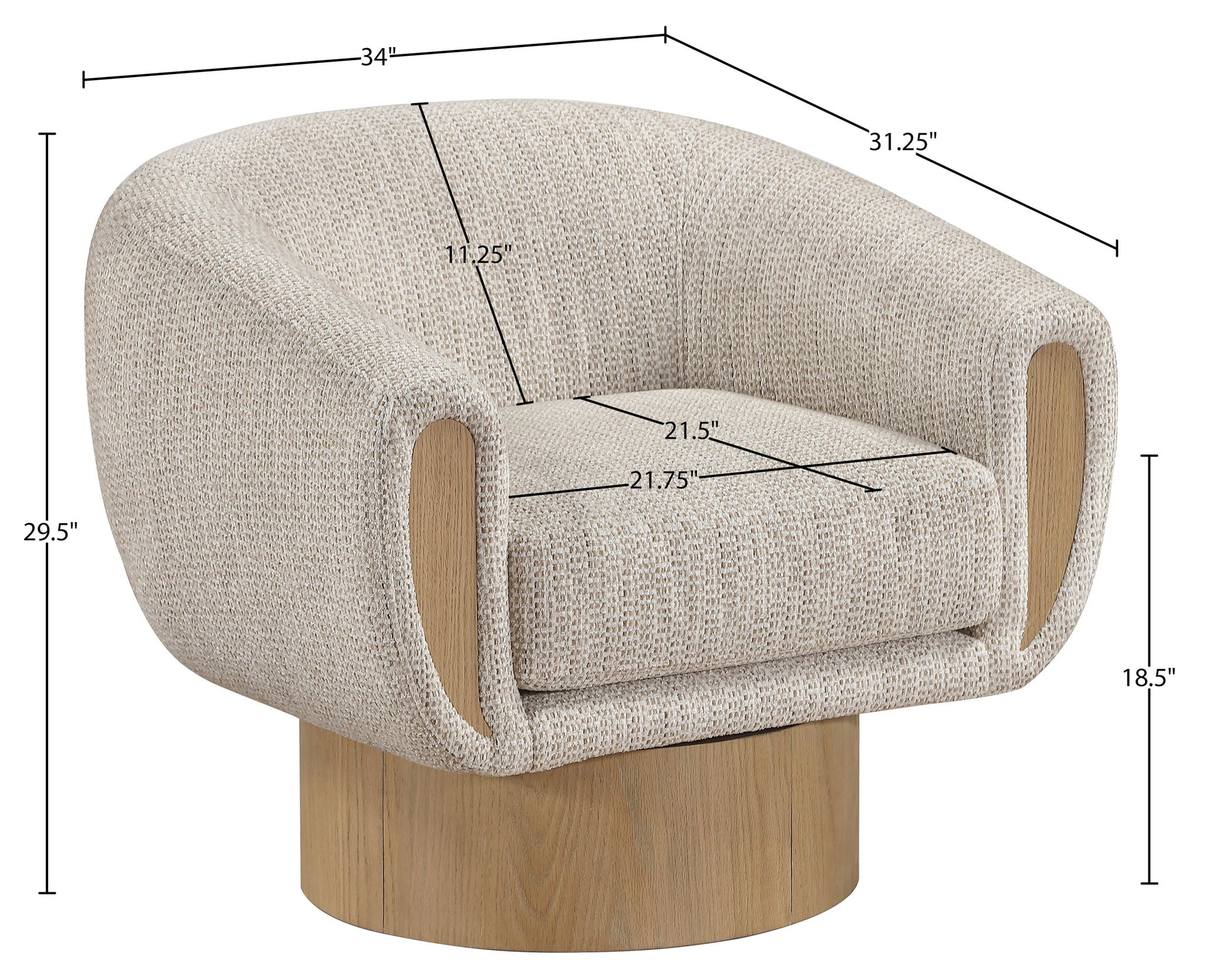 Avella - Interwoven Fabric Swivel Accent Chair - Light Brown Base