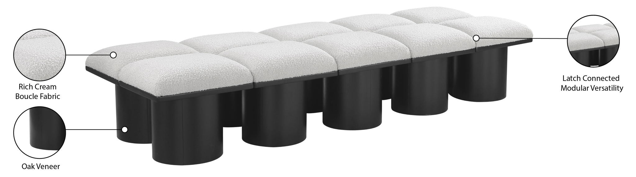 Pavilion - 10 Piece Modular Bench With Black Base
