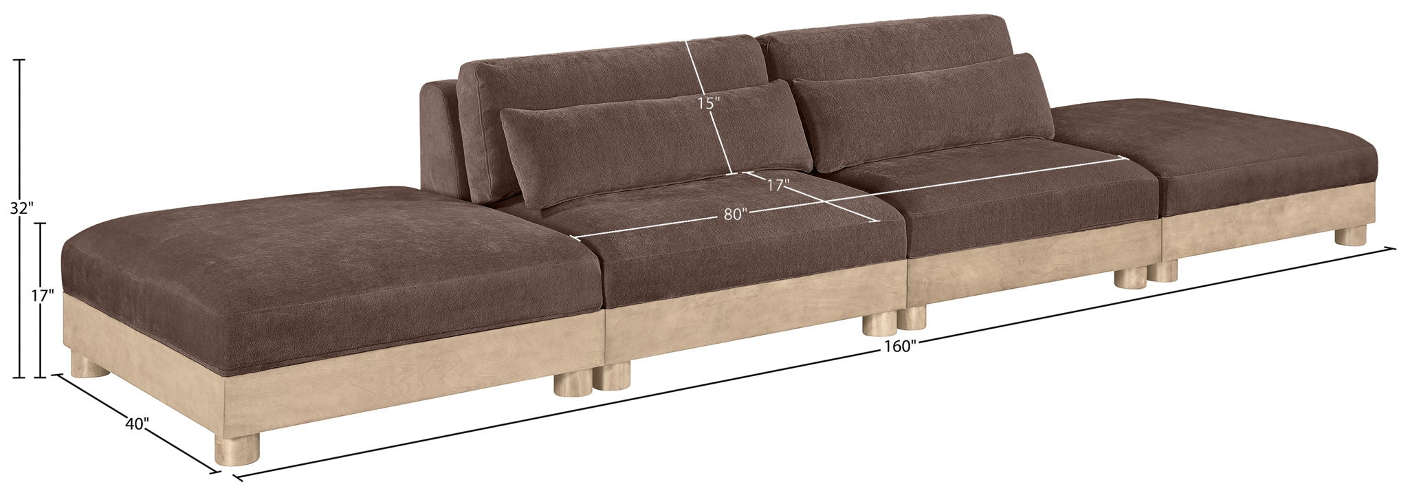 Turin - Chenille Fabric Upholstered Modular Sectional - Brown