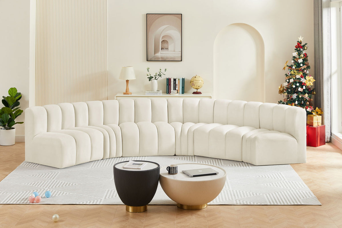 Arc - Velvet 6 Piece U-Shaped Modular Sofa