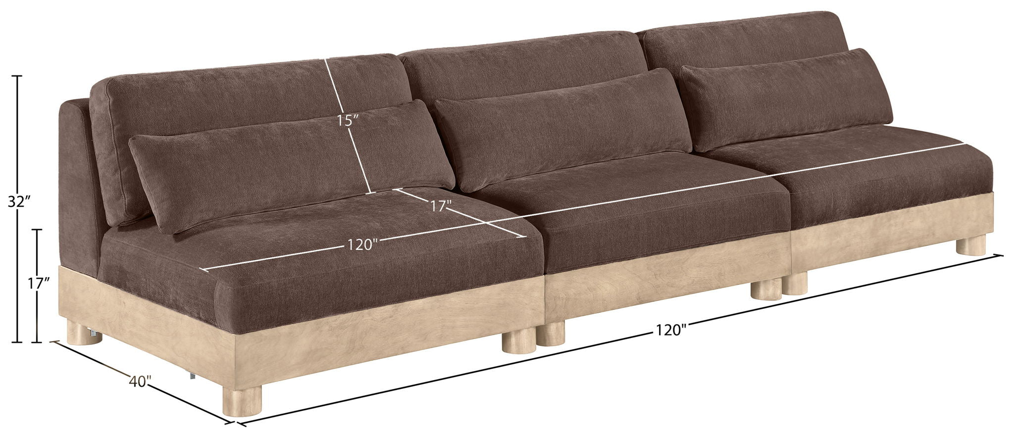 Turin - Chenille Fabric Upholstered Modular Sectional - Brown