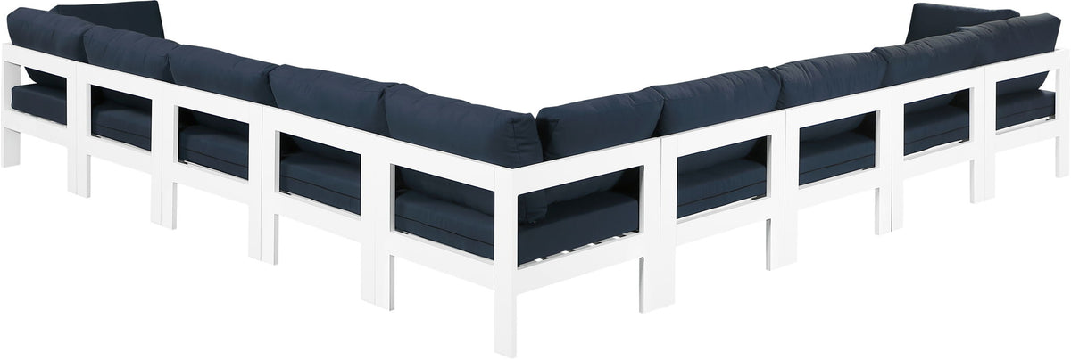 Nizuc - Outdoor Patio 9 Piece Modular Sectional With White Frame