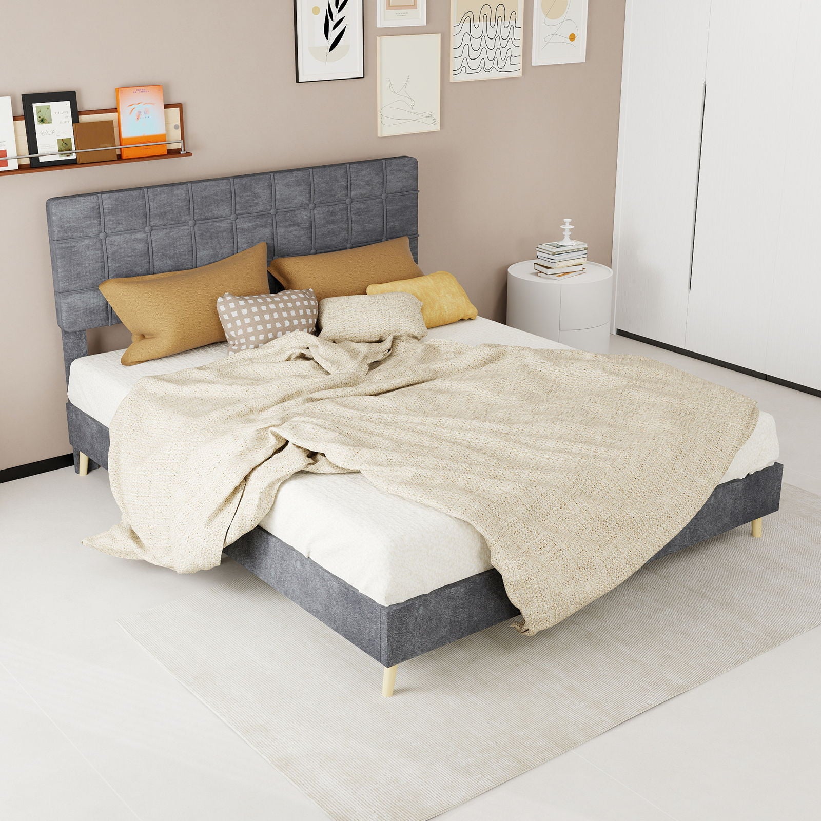 Yungan Lingge Minimalist Soft Pack Headboard Bed