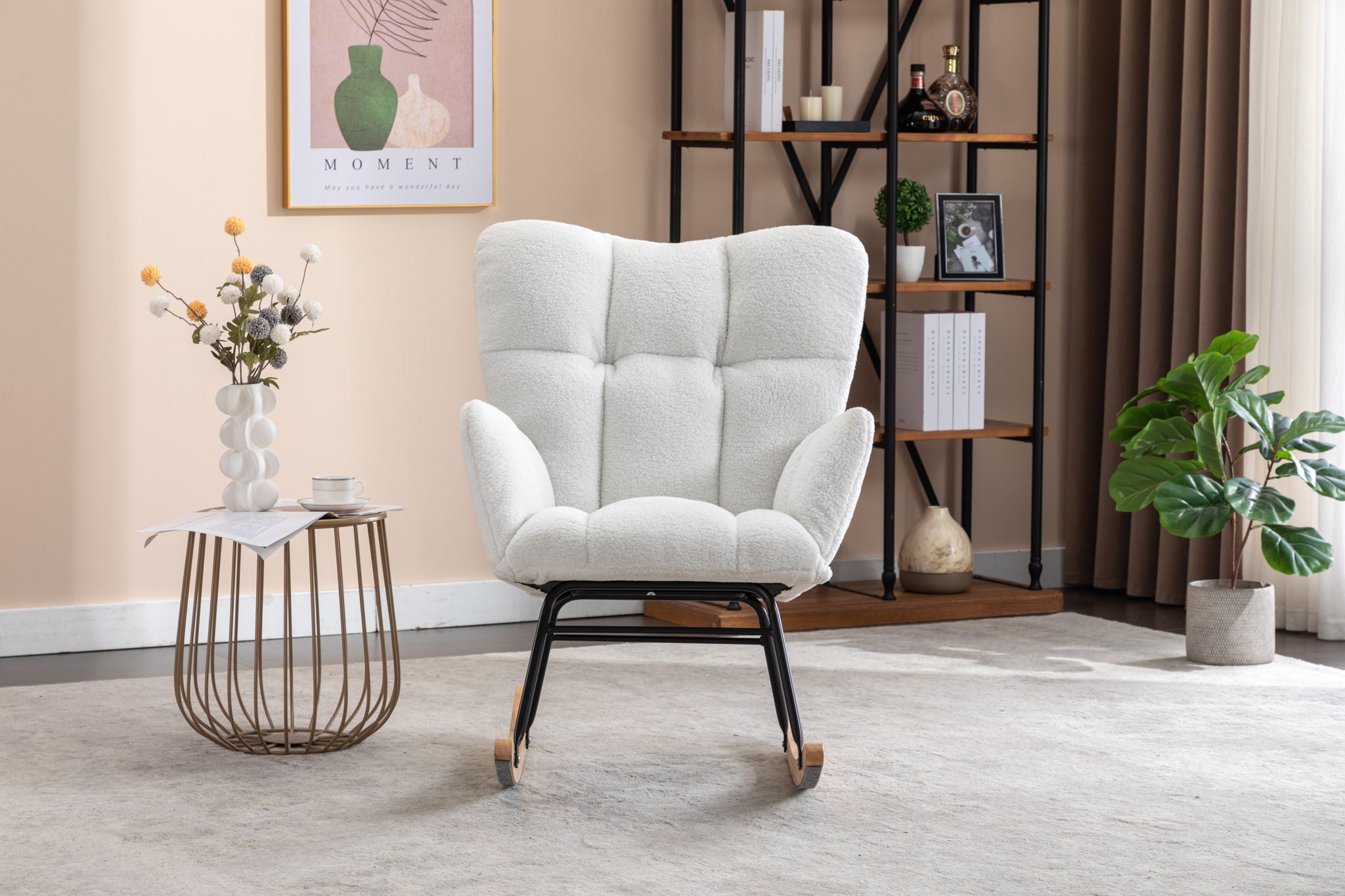Rocking Gilder Chair For Living Room - Ivory
