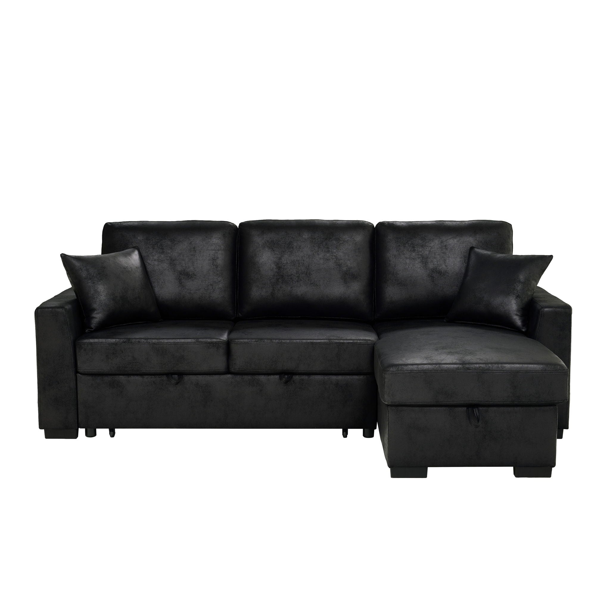 Upholstered Sectional With Pull-Out Bed And Chaise Storage