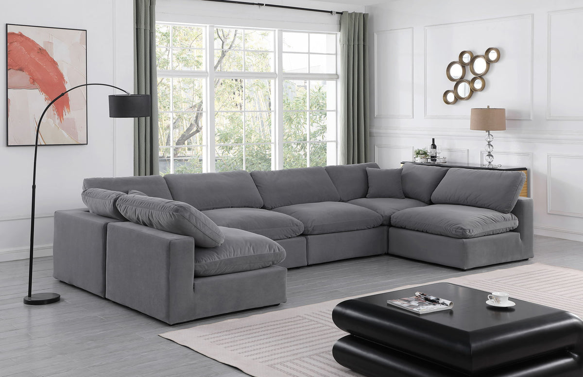 Comfy - 6 Piece Velvet Modular Armless Sectional