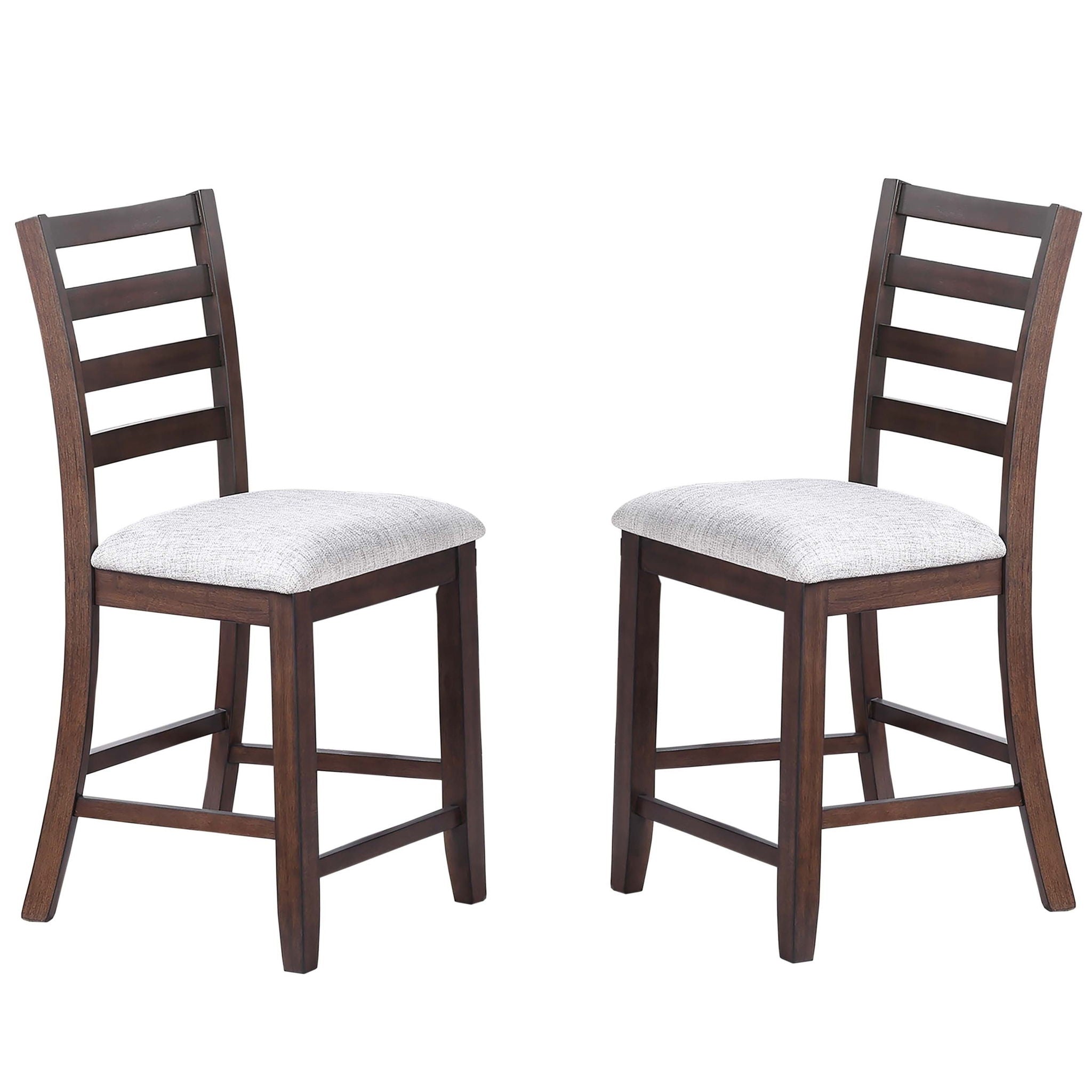 Ladder Back Design Counter Height Dining Chairs (Set of 2) - Walnut