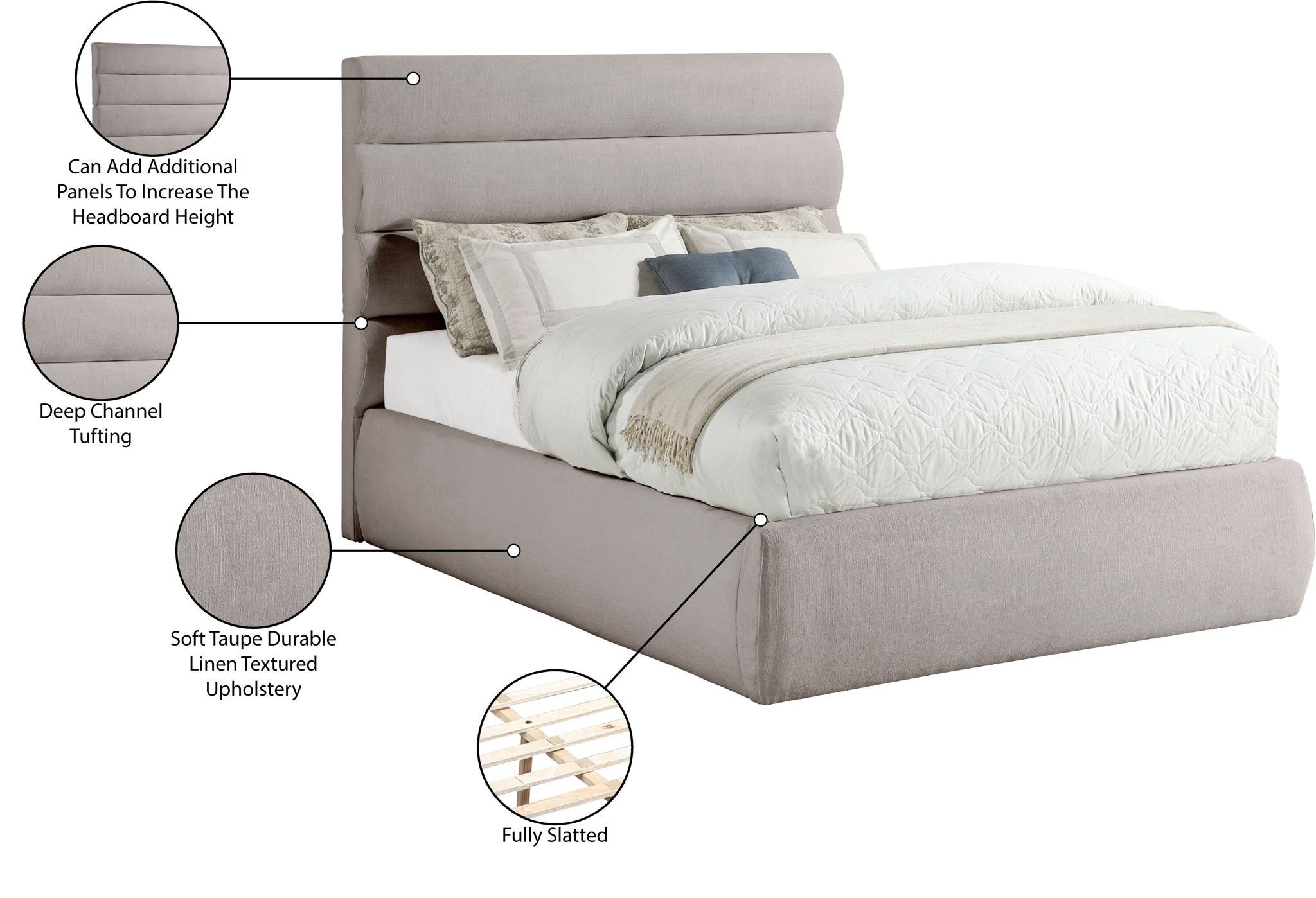 Adam - Linen Fabric Bed With 52" Headboard