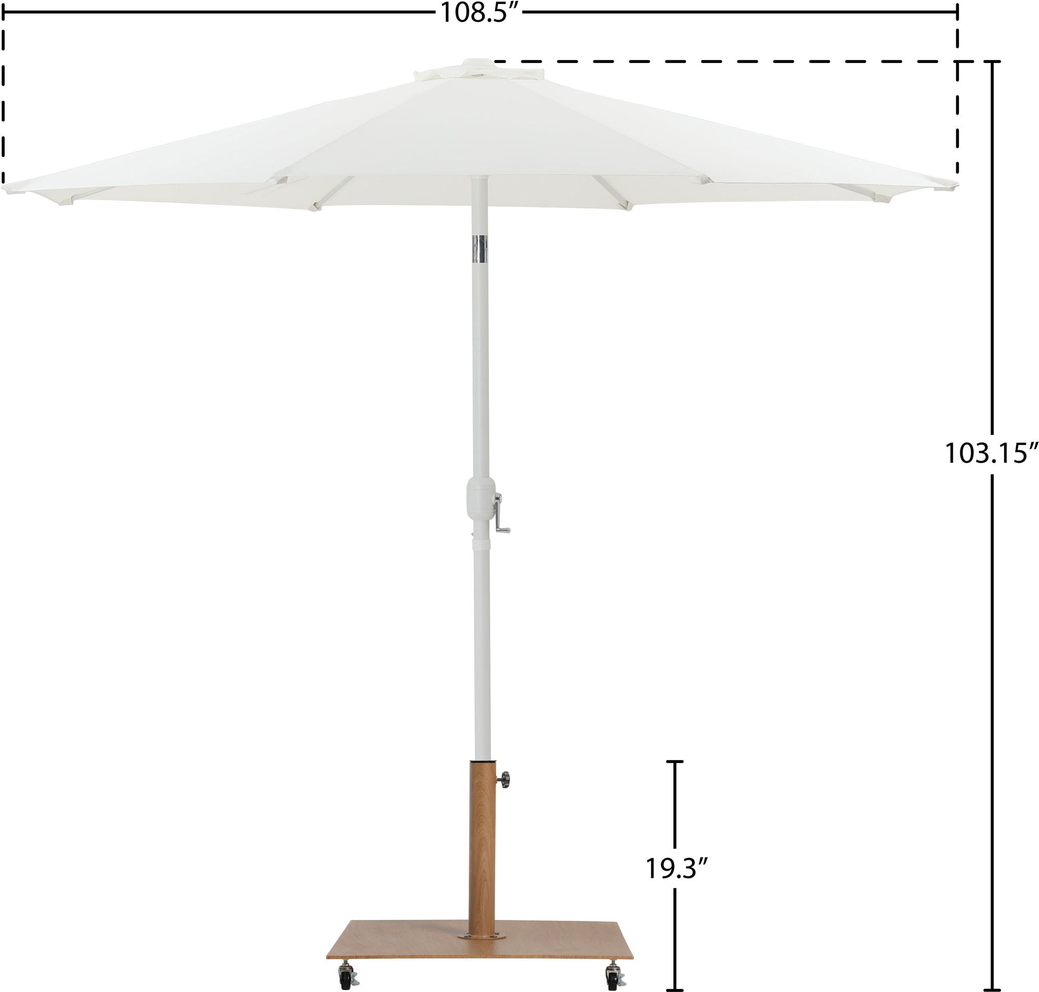 Fiji - Aluminum Patio Umbrella With Square Teak And White Base