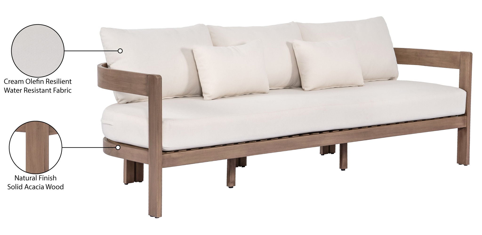 Newport - Water Resistant Fabric 86.75" Upholstered Outdoor Patio Sofa