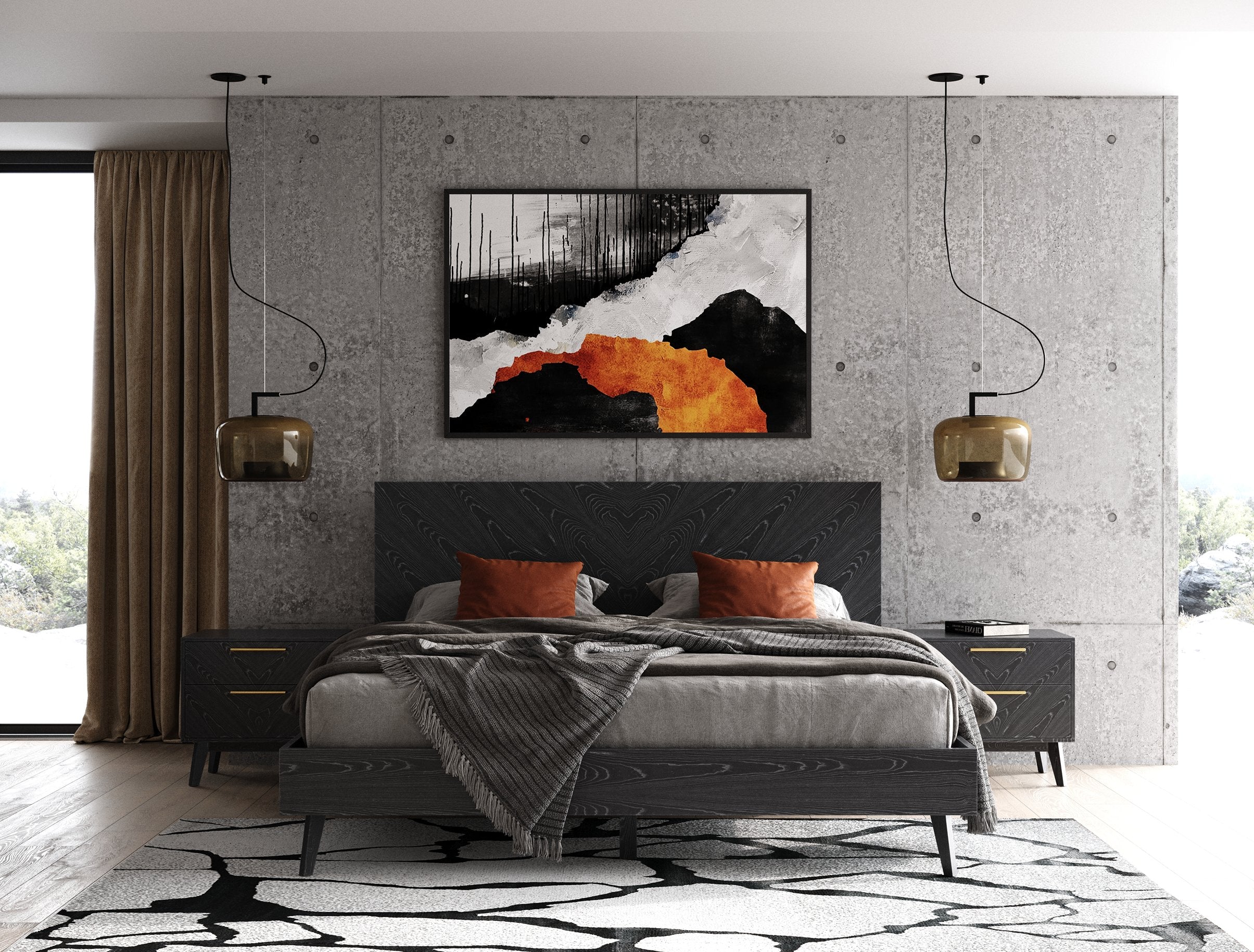 Modrest Diana - Eastern King Modern Grey Ash Bed