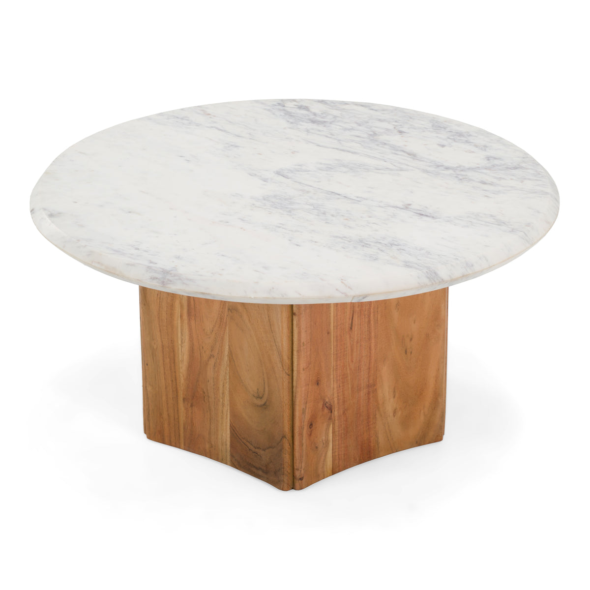 Dillinger - Modern White Marble + Mango Wood Coffee Table - original 1
