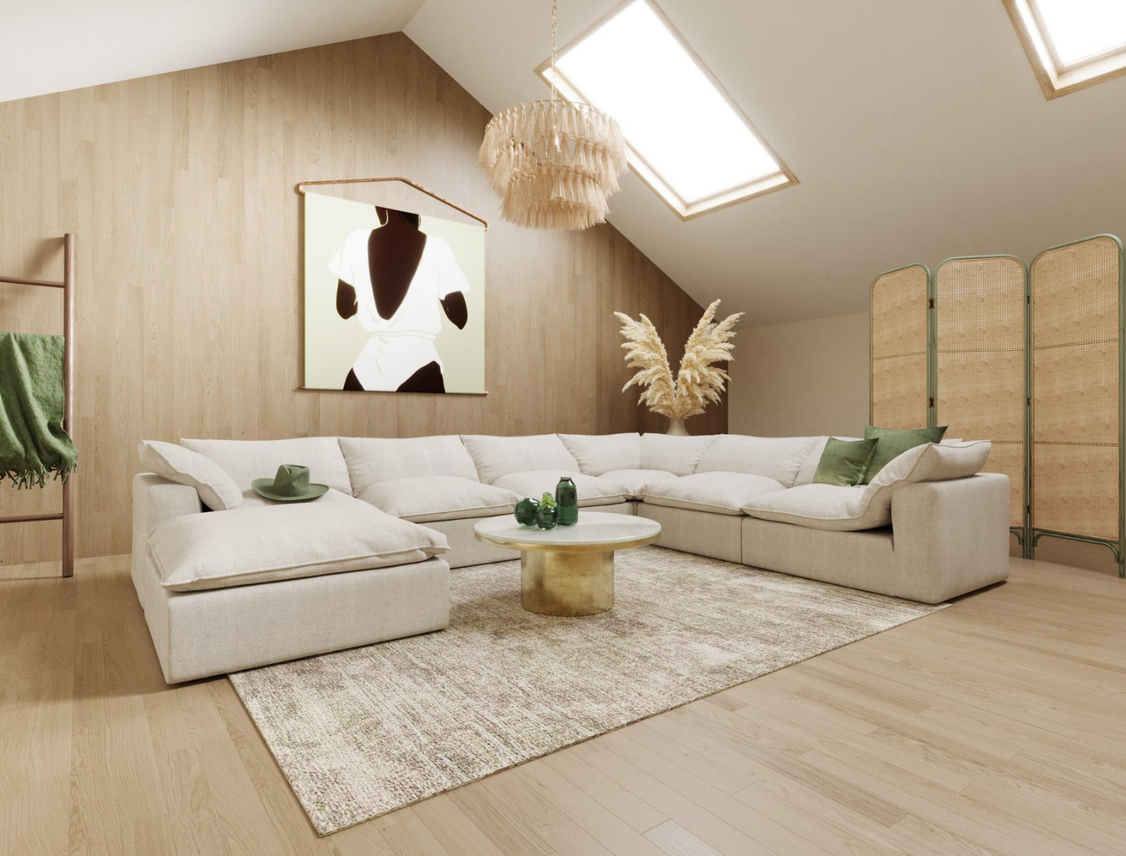 Divani Casa Garman - Modern Light Grey U Shaped Sectional Sofa