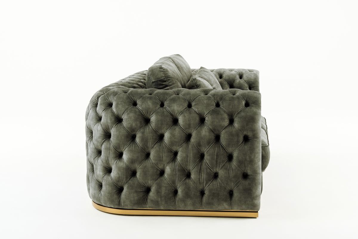 Dosie - Transitional Grey Velvet Loveseat