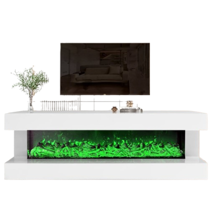 A85 TV STAND W/FIREPLACE (WHITE)