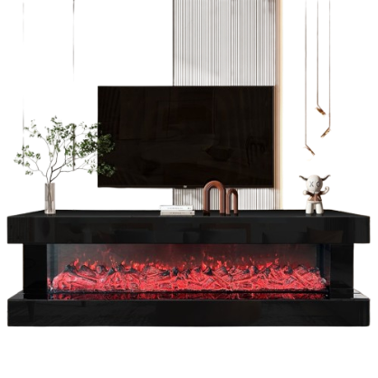 A86 TV STAND W/FIREPLACE (BLACK)