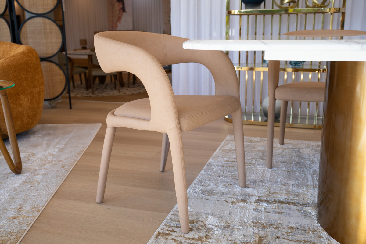 Faerron - Modern Tan Leatherette Dining Chair