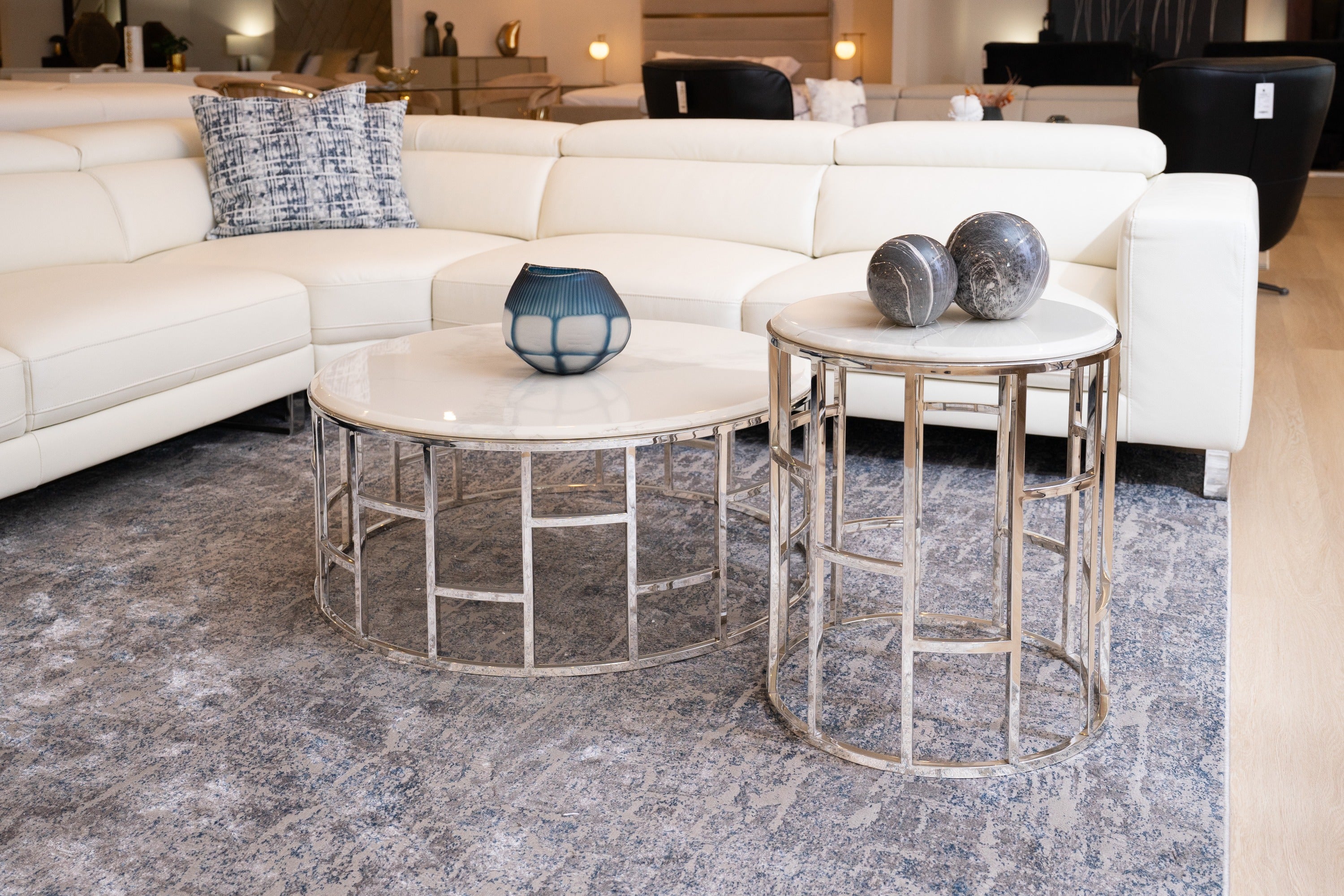 Modrest Silvan Modern Marble & Stainless Steel End Table