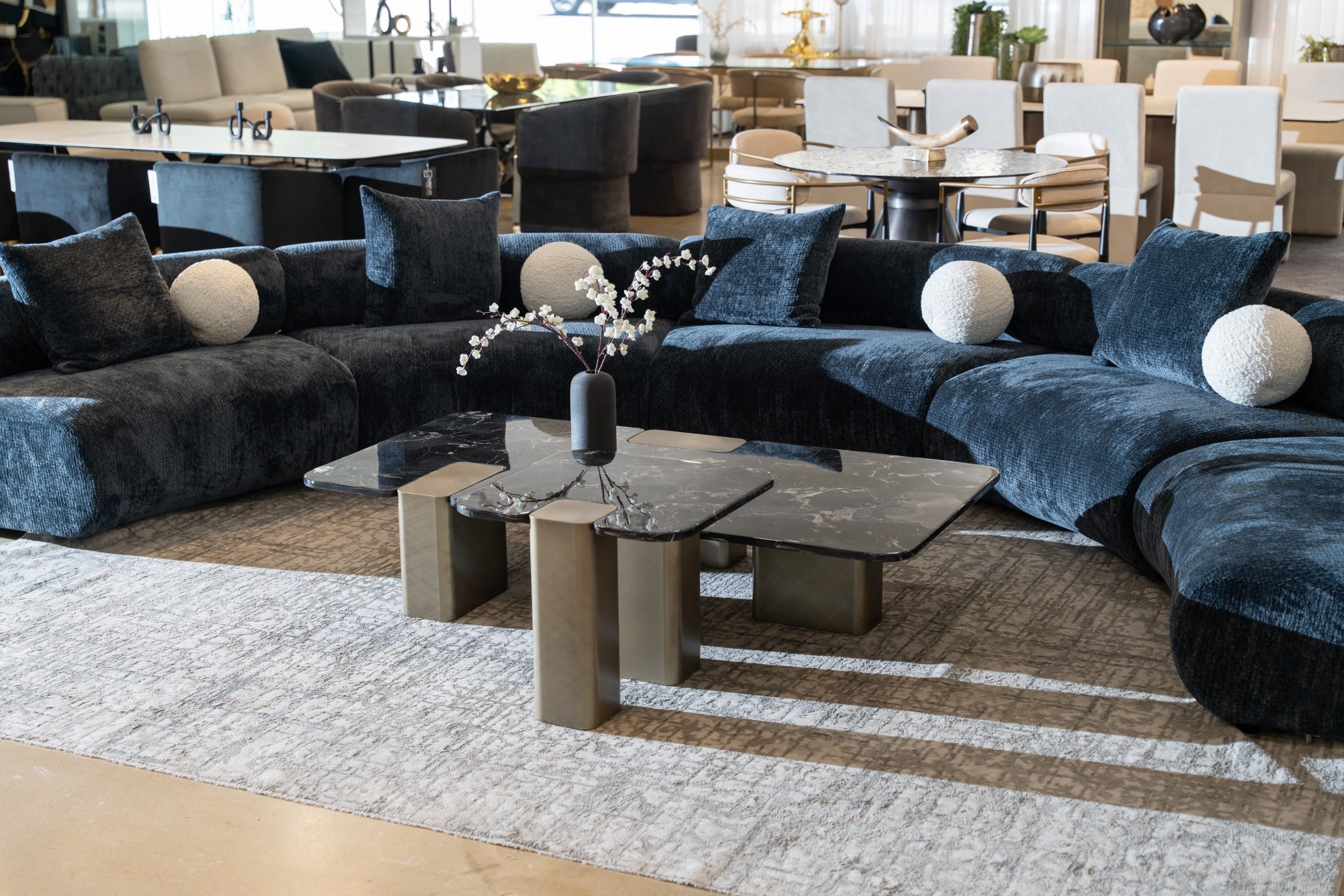 Modrest Quest - Modern Black Rose Marble + Antique Brass Coffee Table