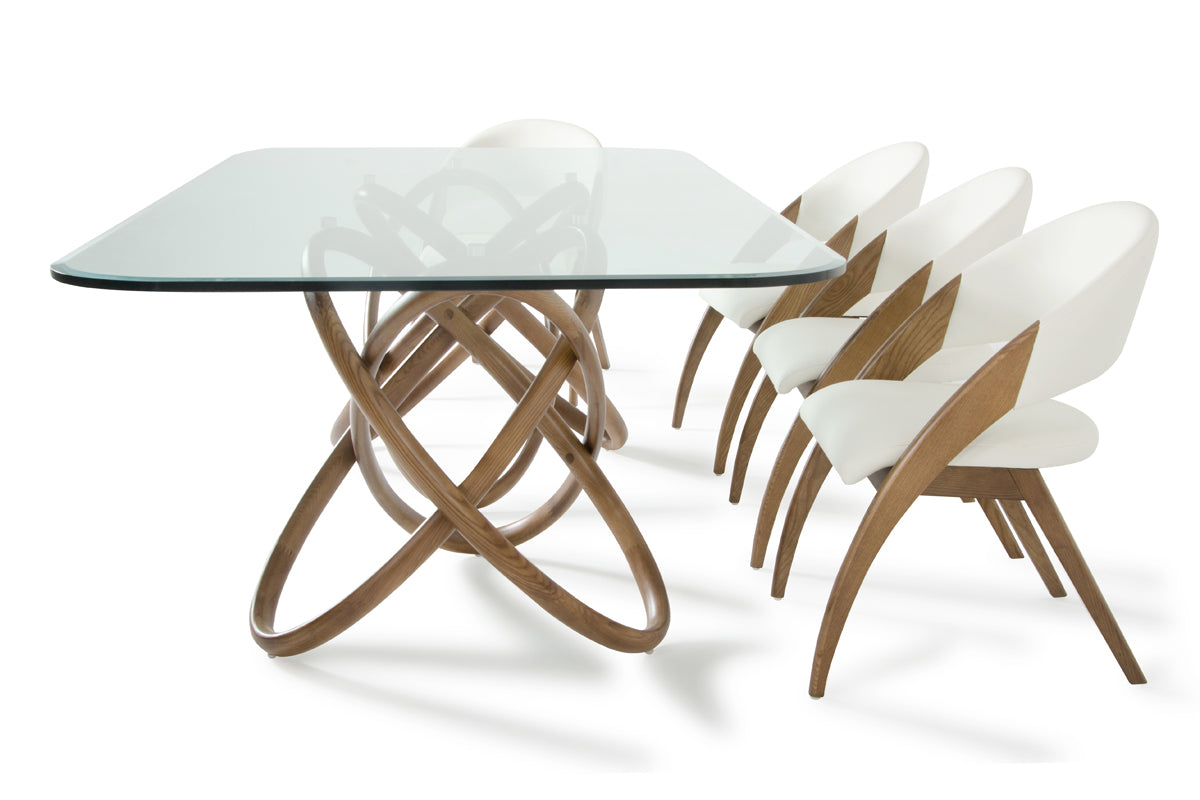 Mason Modern Glass & Walnut Dining Table