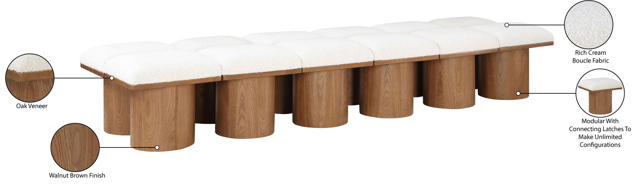 Pavilion - 12 Piece Modular Bench With Brown Base