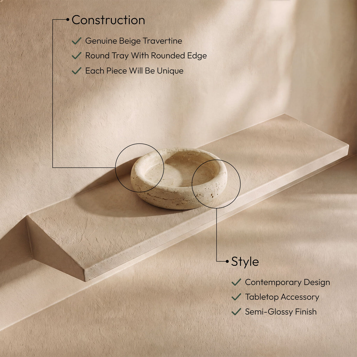 Orelia - Genuine Travertine Tray