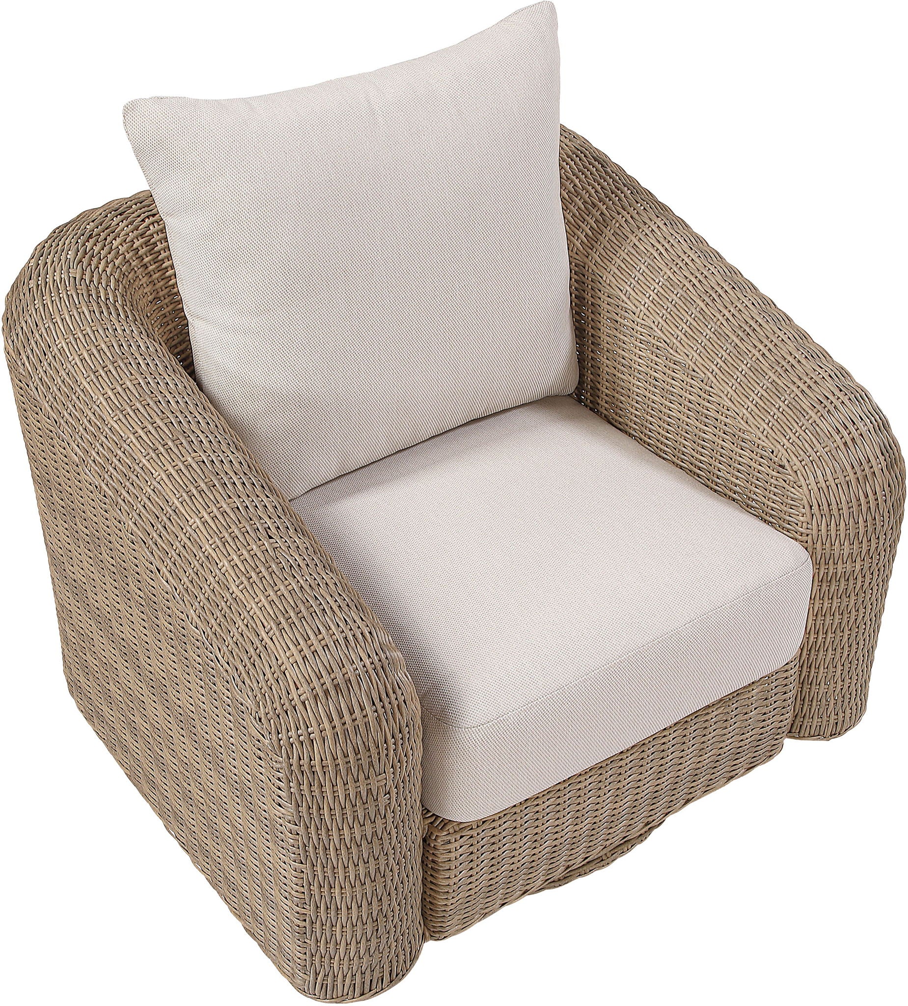 Seacrest - Olefin Water Resistant Fabric And Wicker Outdoor Patio Swivel Chair