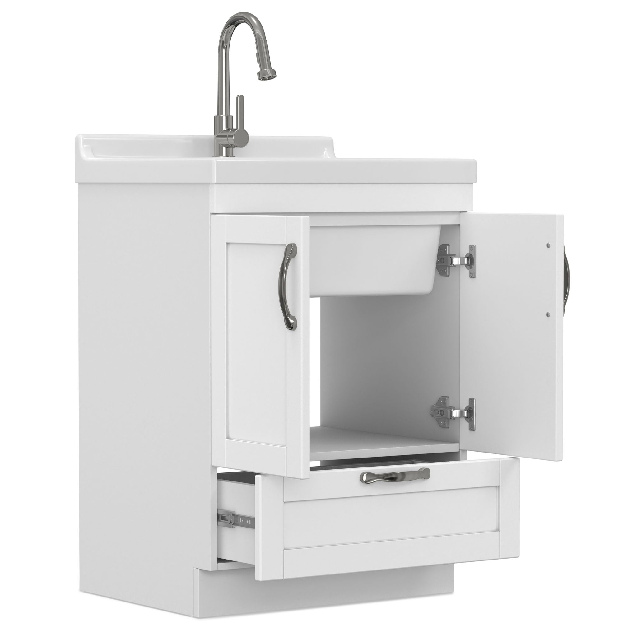 Maile - Laundry Utility Sink And Cabinet With Sink - White
