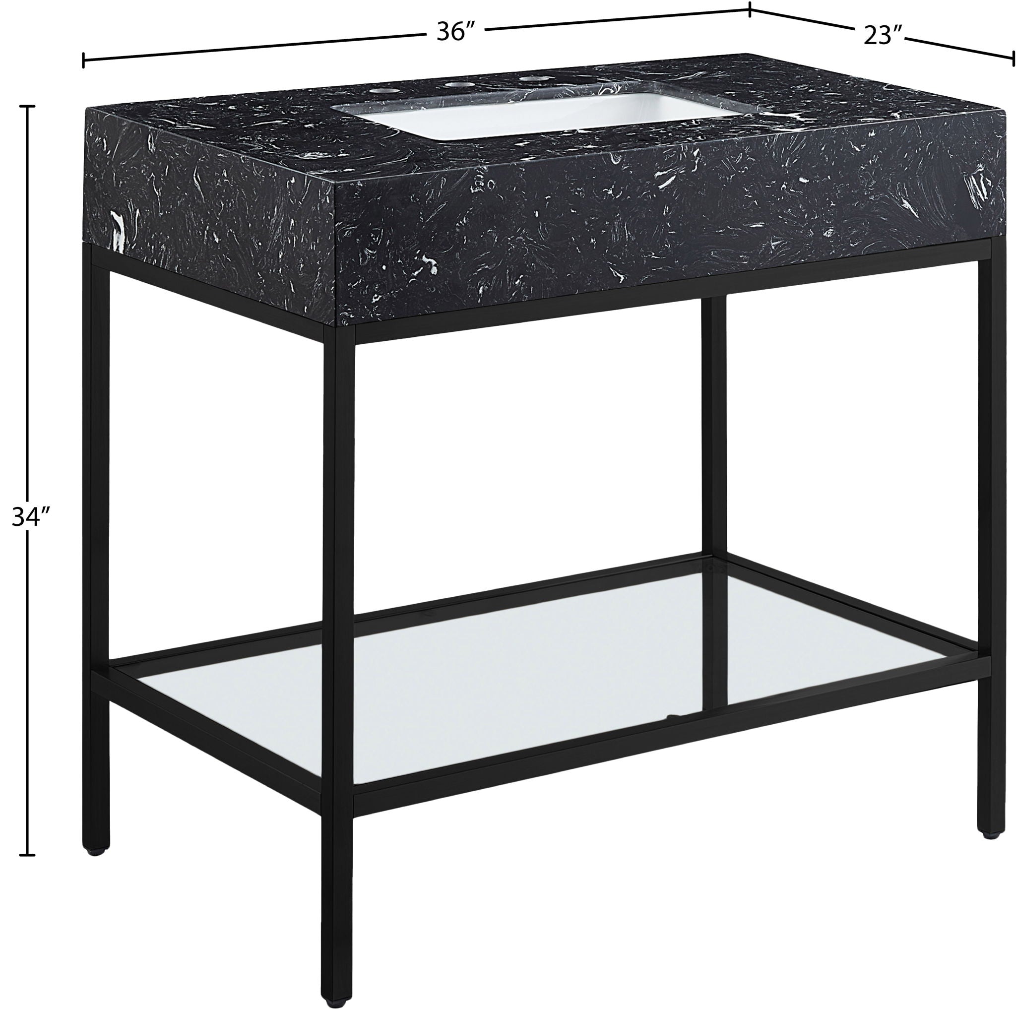 Marmo - Engineered Marble Bathroom Vanity With Black Base