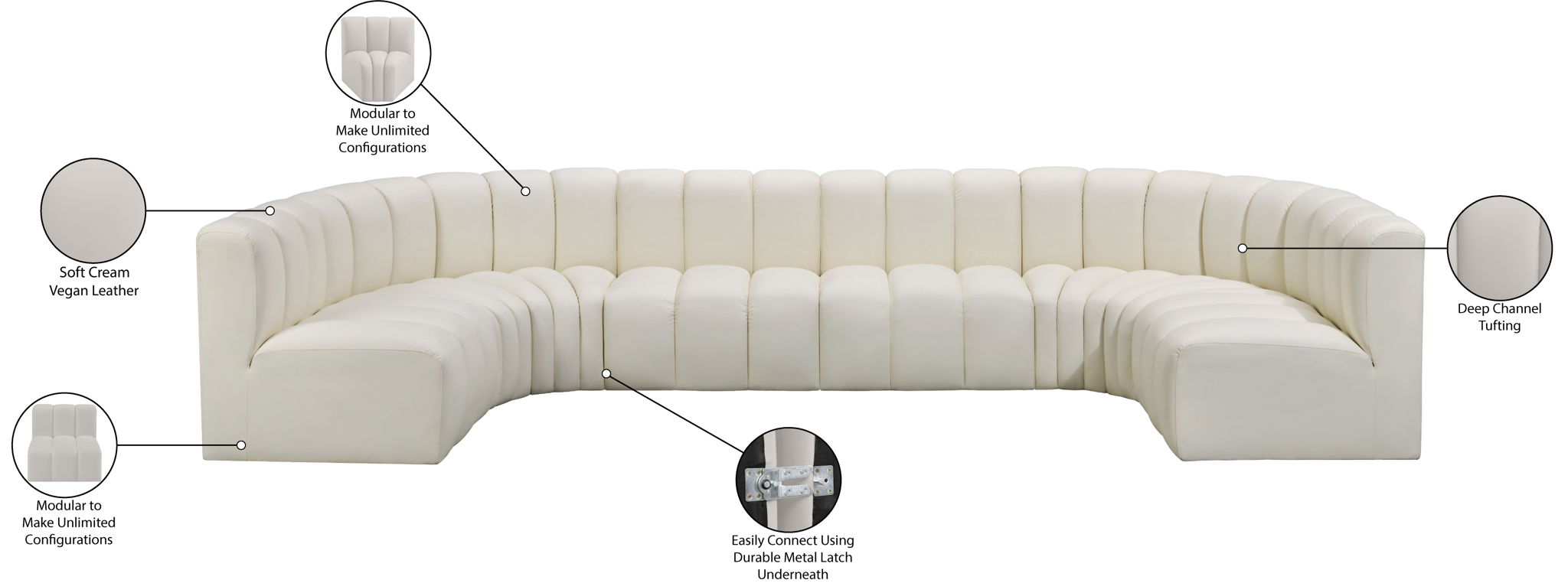 Arc - Faux Leather Modular U-Shaped Sectional