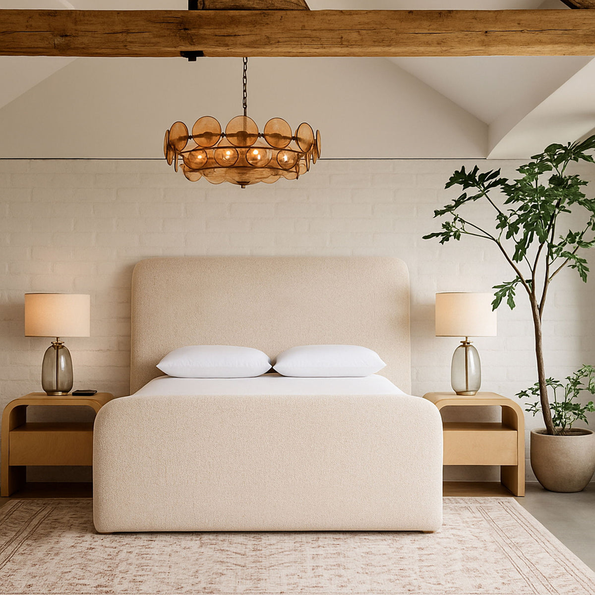 Fira - Linen Textured Fabric Upholstered Bed