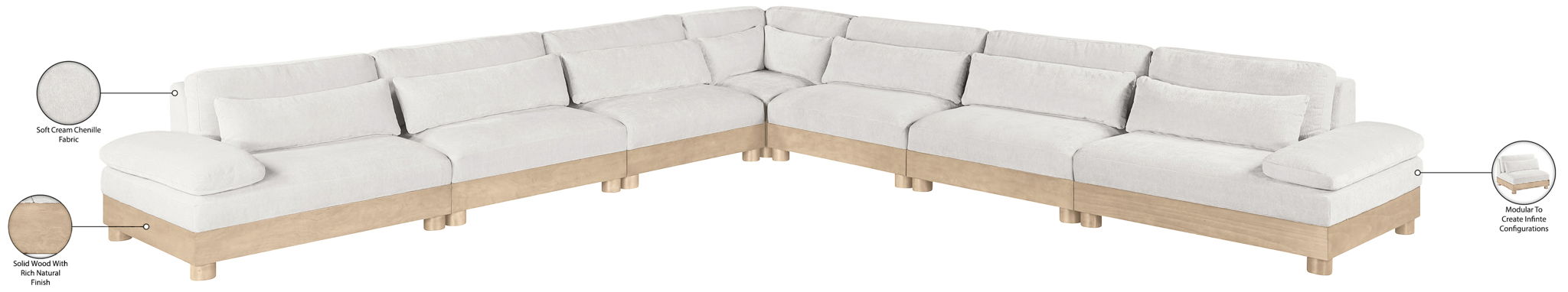 Turin - Chenille Fabric Upholstered Modular Sectional - White