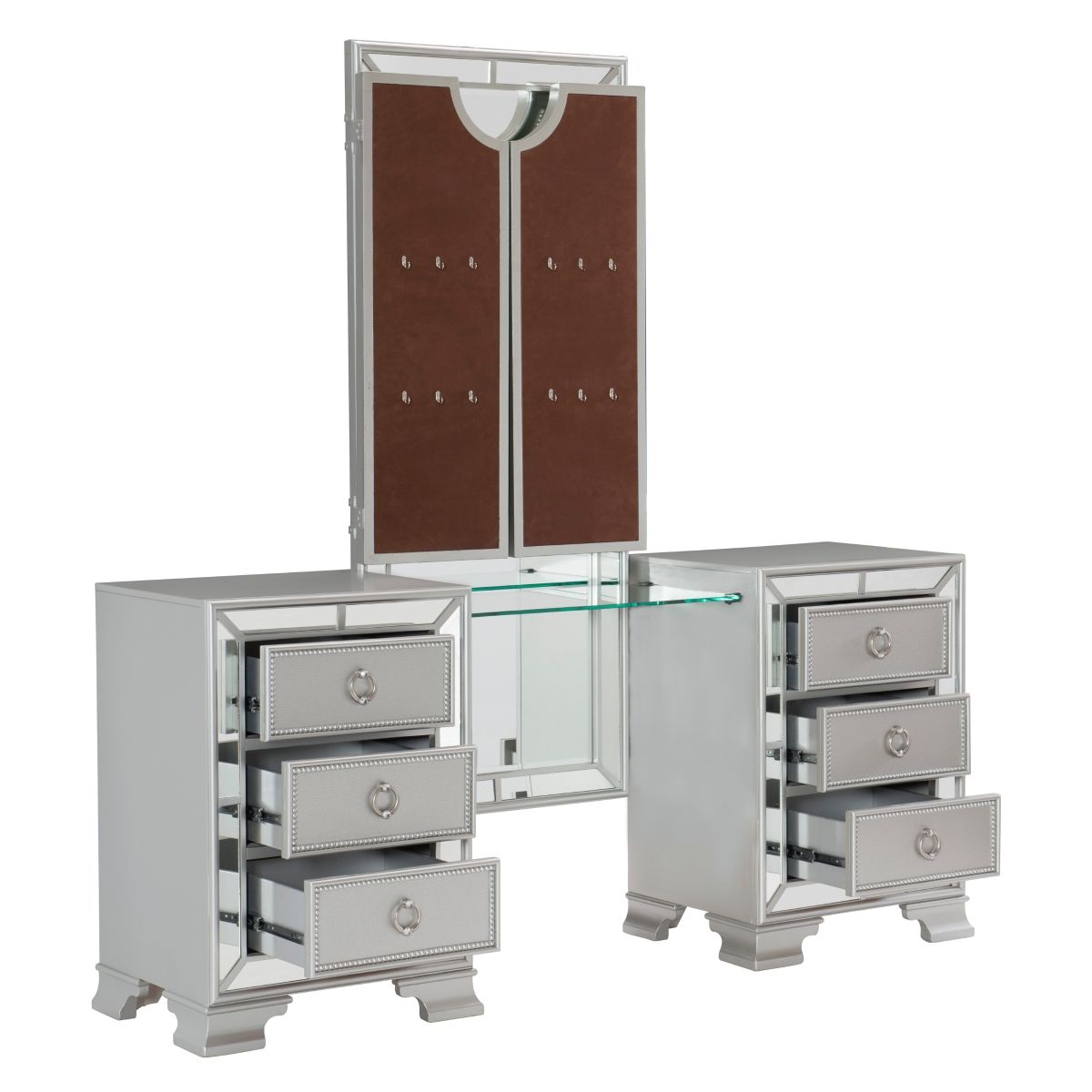 Avondale - Vanity Dresser With Mirror - Silver
