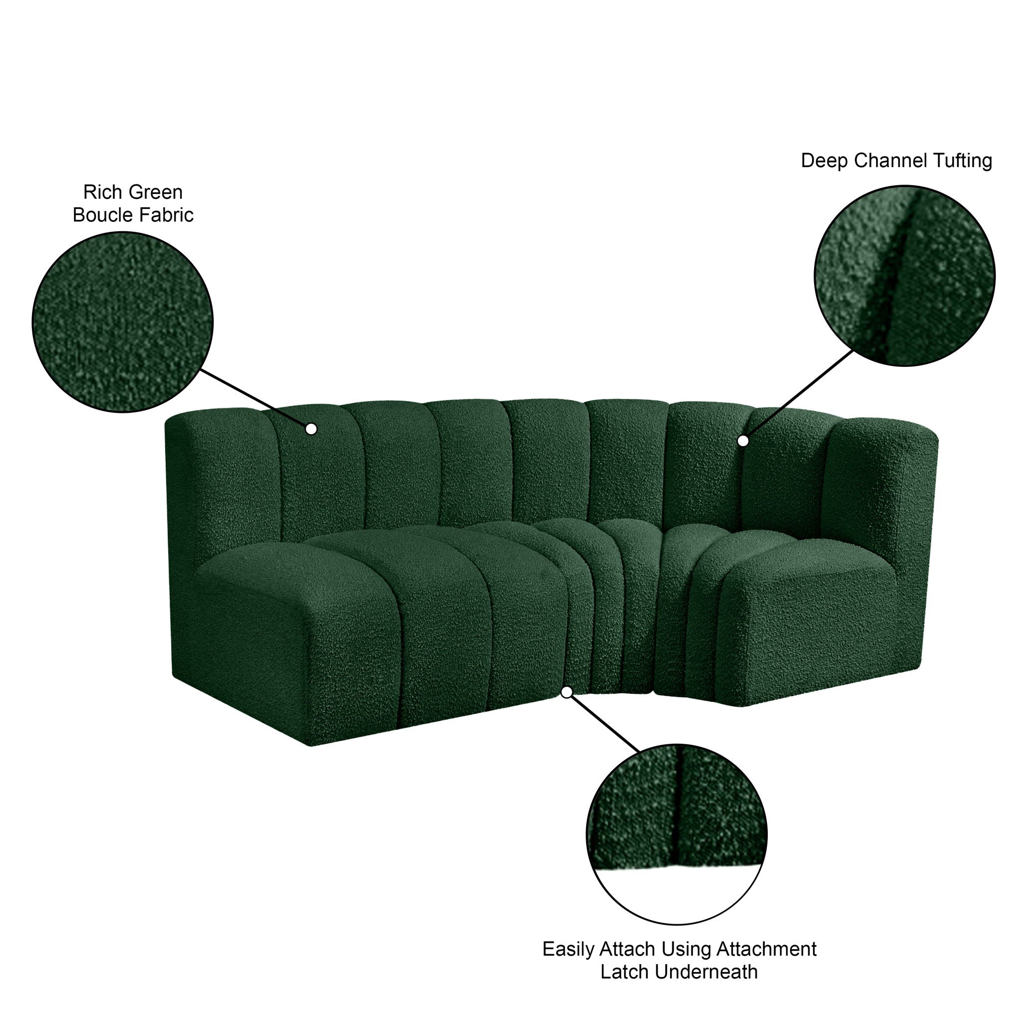 Arc - Boucle Fabric 3 Piece Sofa