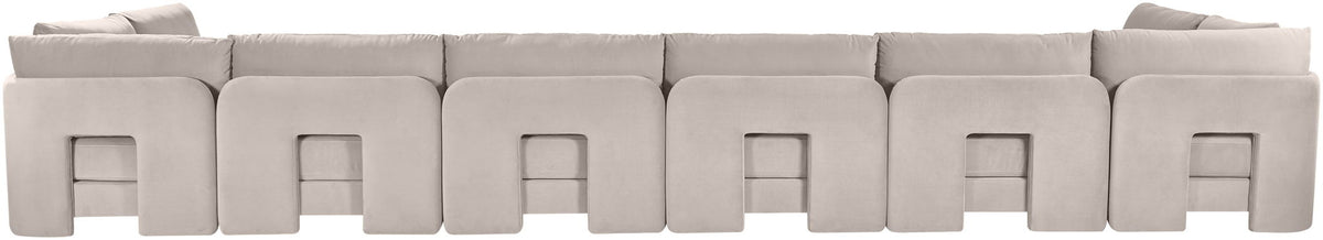 Hammond - Velvet Performance Fabric Upholstered 8 Piece U-Shaped Armless Sectional - Beige