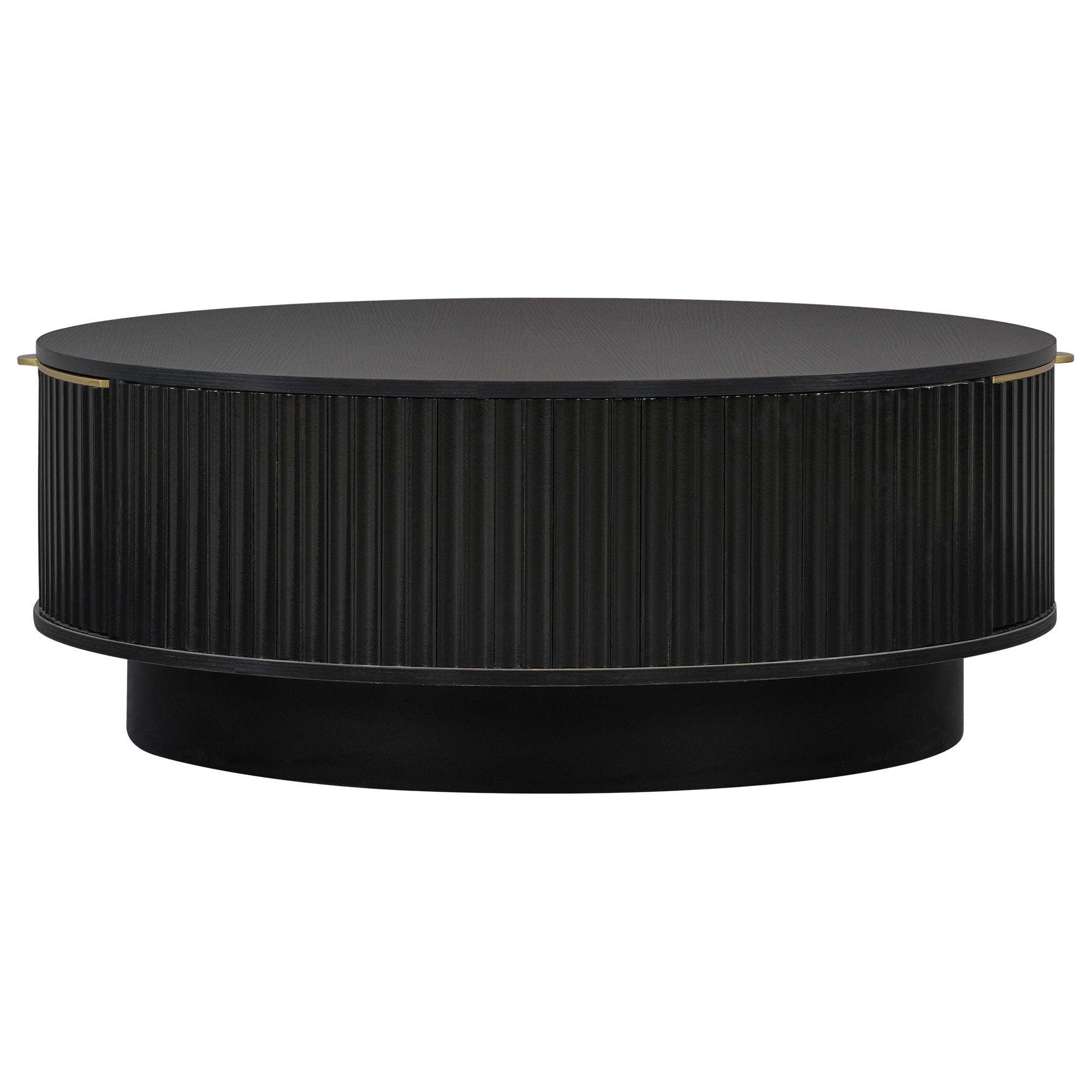 Farmhouse Round Coffee Table With Storage Drawer