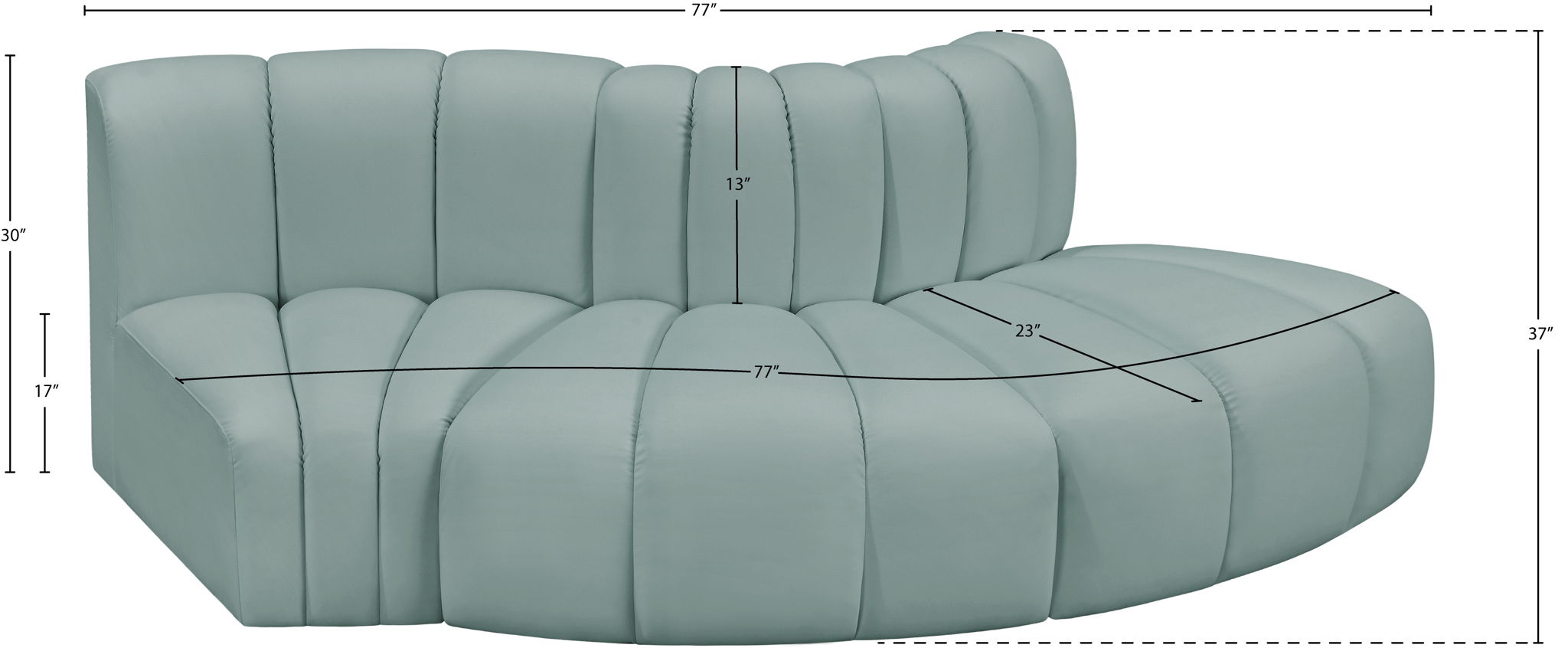 Arc - Faux Leather 3 Piece Modular Sofa