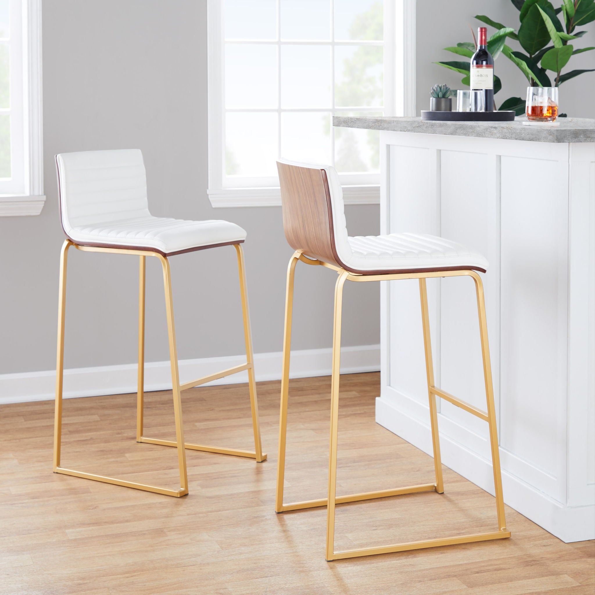 Mason Mara - Contemporary Versatile Desig Fixed Height Barstool (Set of 2)
