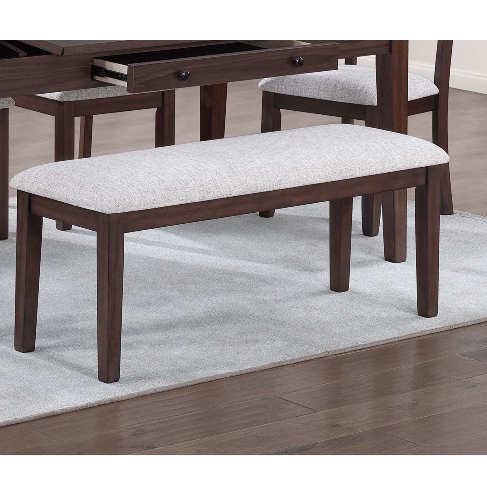 Cushion Padded Seat Dining Room Bench - Walnut