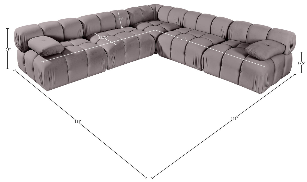 Orin - Velvet Fabric 5 Piece Modular Sectional