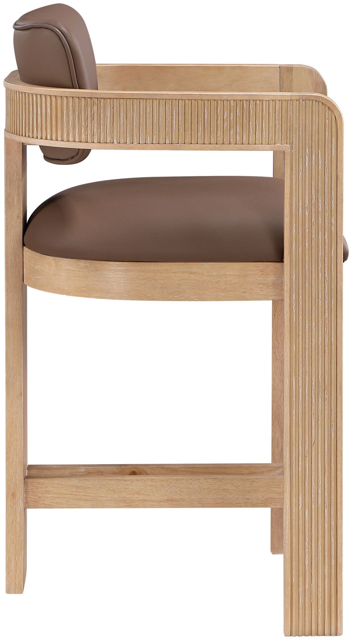 Sacha - Vegan Leather Upholstered Counter Stool With Natural Base