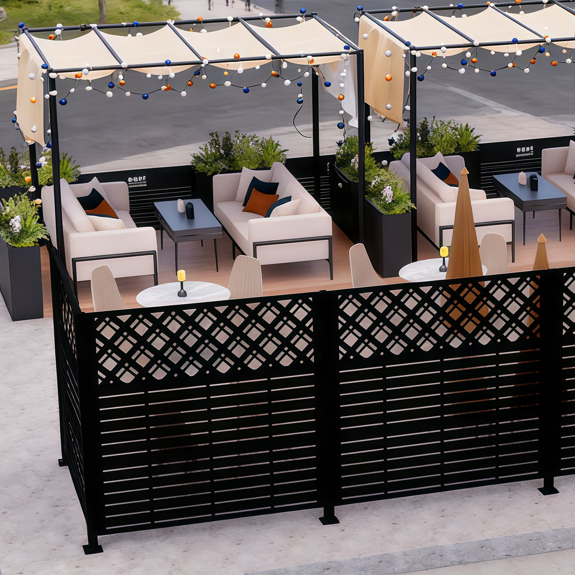 2 Panels Privacy Screen Outdoor Privacy Panels, Trash Can Enclosure, Air Conditioner Fence - Black